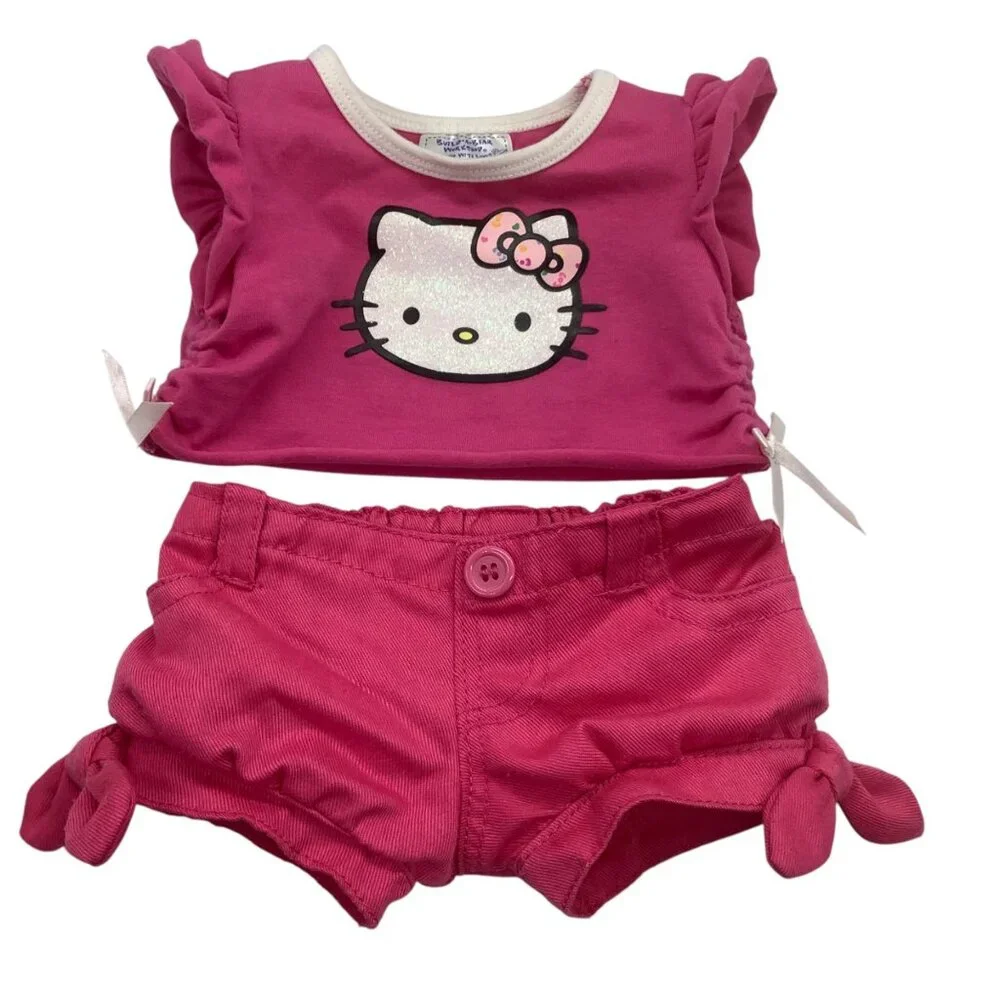 Hello Kitty Pink Outfit Build-A-Bear Workshop Doll Ruffle Sleeves Bow Shorts